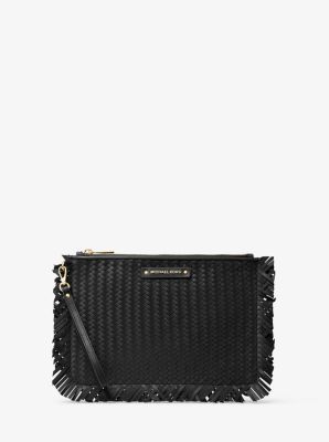 Grande pochette en cuir tressé - NOIR(NOIR) - Michael Kors