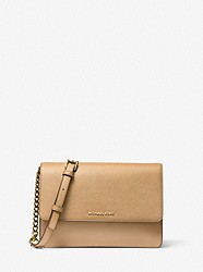 Daniela Large Saffiano Leather Crossbody Bag - CAMEL - 32T0LDDC3L