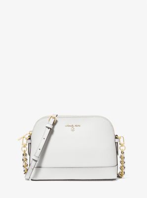 Michael Kors Large Saffiano Leather Dome Crossbody Bag In White | ModeSens