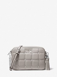 Jet Set Medium Studded Quilted Leather Camera Bag  - PEARL GREY - 32T1ST9C6Y