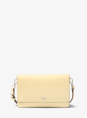 Pebbled Leather Convertible Crossbody Bag - Bouton dor(JAUNE) - Michael Kors