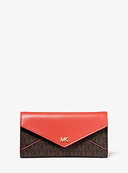 Large Logo and Leather Envelope Wallet - CORAL - 32T9GF6E9B