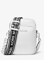 Medium Leather Logo Tape Crossbody Bag - OPTIC WHITE - 32T9SF5C8L