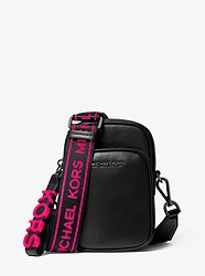 Small Leather Neon Logo Tape Crossbody Bag - BLACK - 32T9UF5C0L
