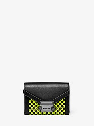 Whitney Small Checkerboard Logo Leather Chain Wallet - BLACK/NEON YELLOW - 32T9UWHE5R