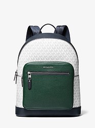 Hudson Color-Block Logo and Leather Backpack - WHT/RCNG GRN - 33F0LHDB2B