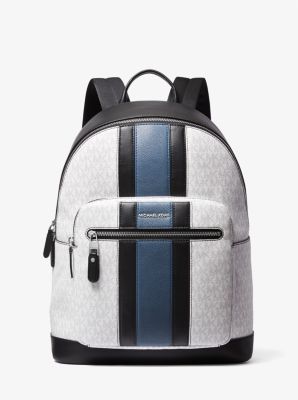 Michael Kors Hudson Logo Stripe Backpack for Men Brown $548 NWT