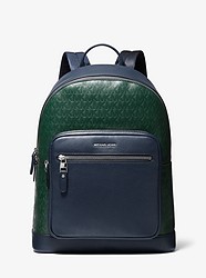Hudson Two-Tone Logo Debossed Leather Backpack - RACNG GR/NVY - 33F0LHDB8E