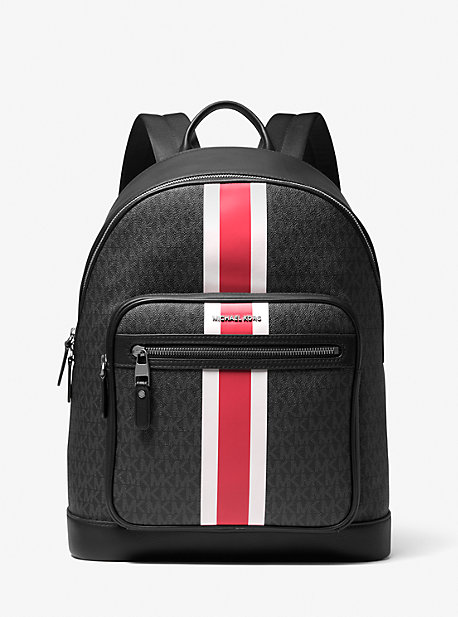 MK Hudson Logo Stripe Backpack - Bright Red - Michael Kors