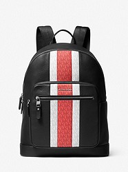 Hudson Pebbled Leather and Logo Stripe Backpack - DAHLIA - 33F1LHDB8L