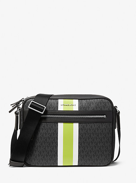 MK Hudson Logo Stripe Camera Bag - Bt Limeade - Michael Kors