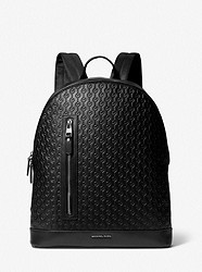 Hudson Slim Logo Embossed Leather Backpack - BLACK - 33F2LHDB2L