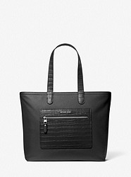 Hudson Textured Leather Top-Zip Tote Bag - BLACK - 33F3LHDT7E