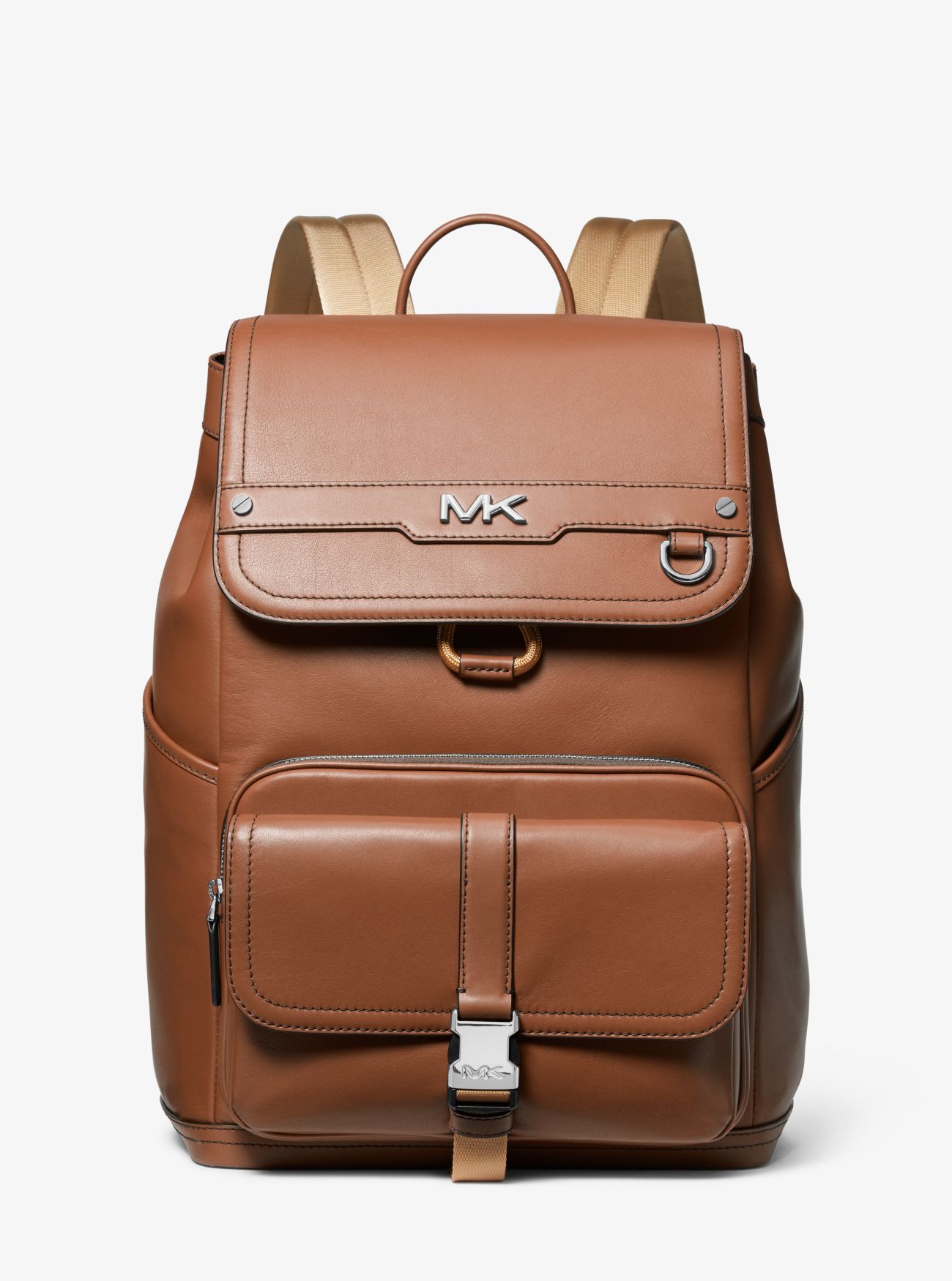 MK Varick Leather Backpack - Luggage Brown - Michael Kors