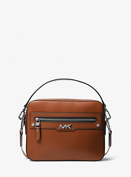 Shop Michael Kors Varick Leather Camera Bag In Brown
