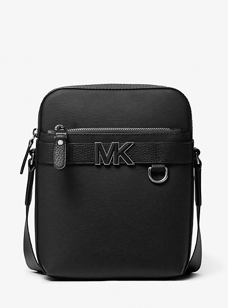 MK Hudson Leather Flight Bag - Black - Michael Kors
