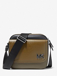 Hudson Color-Blocked Leather Messenger Bag - OLIVE - 33H1LHDM2X