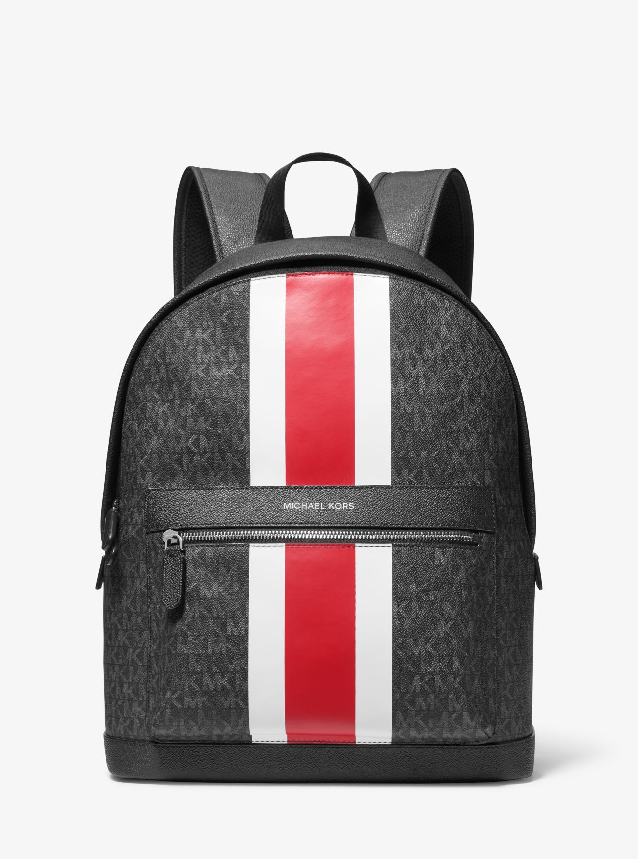 MK Mason Signature Logo Stripe Backpack - Crimson - Michael Kors