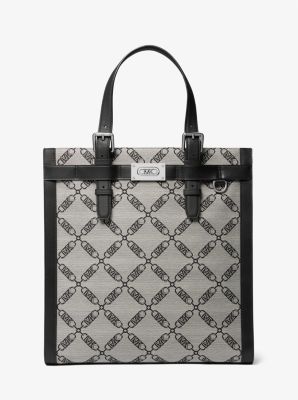 Michael Kors Hudson Empire Logo Jacquard Tote Bag In Black