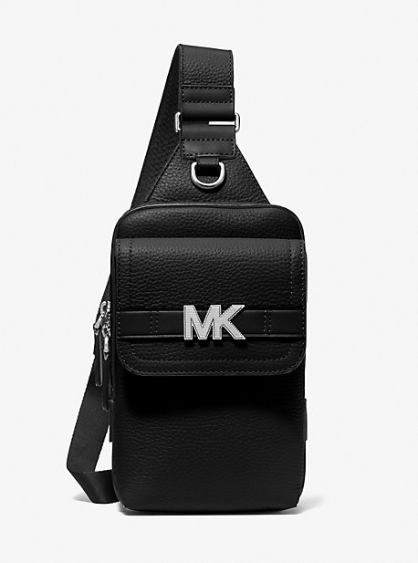 Michael Kors Hudson Pebbled Leather Sling Pack In Black