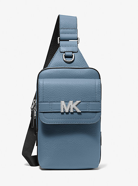 Michael Kors Hudson Pebbled Leather Sling Pack In Blue