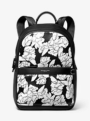 Greyson Floral-Print Pebbled Leather Backpack - BLACK/WHITE - 33S9MGYB2U