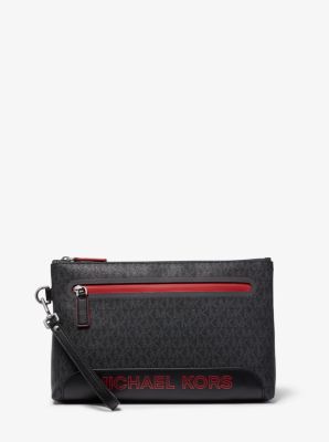 Pochette zippée à logo - BLK/RC RD - Michael Kors