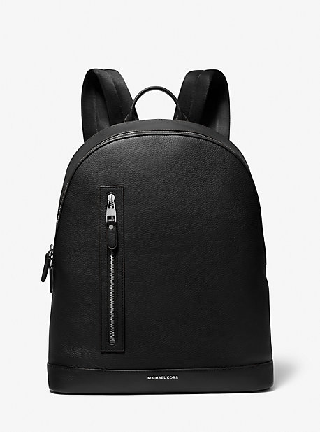 Michael Kors Hudson Slim Pebbled Leather Backpack In Black