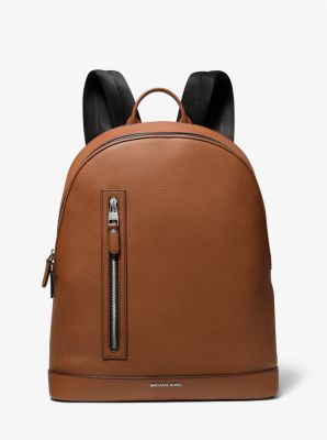 Michael Kors Hudson Slim Pebbled Leather Backpack In Brown