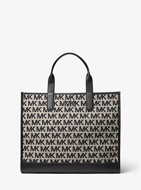 Michael Kors Hudson Logo Jacquard Tote Bag In Natural