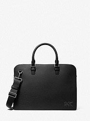 Hudson Slim Textured Leather Briefcase - BLACK - 33U2MHDA2L