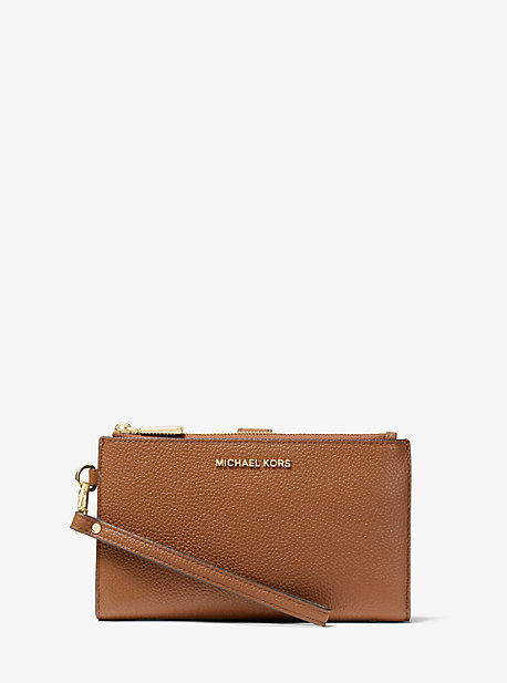 MK Adele Pebbled Leather Smartphone Wallet - Luggage Brown - Michael Kors