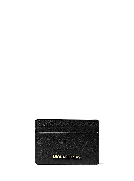 mk porte-cartes en cuir grainé - noir(noir) - michael kors
