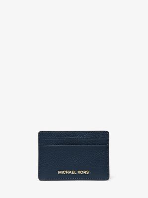 MK Pebbled Leather Card Case - Navy - Michael Kors