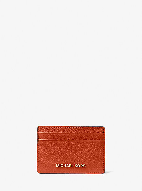 MK Pebbled Leather Card Case - Deep Orange - Michael Kors