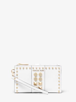 Étui Adele en cuir saffiano à clous pour smartphone - BLANC OPTIQUE(BLANC) - Michael Kors