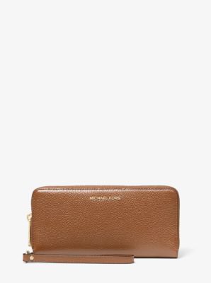 MK Pebbled Leather Continental Wristlet - Luggage Brown - Michael Kors product