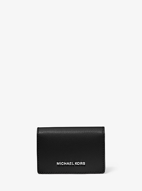 Petit portefeuille en cuir grainé texturé - NOIR/GRIS(GRIS) - Michael Kors