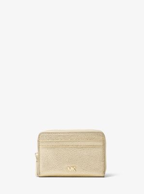 Petit portefeuille en cuir grainé métallisé - DORÉ PÂLE(OR) - Michael Kors