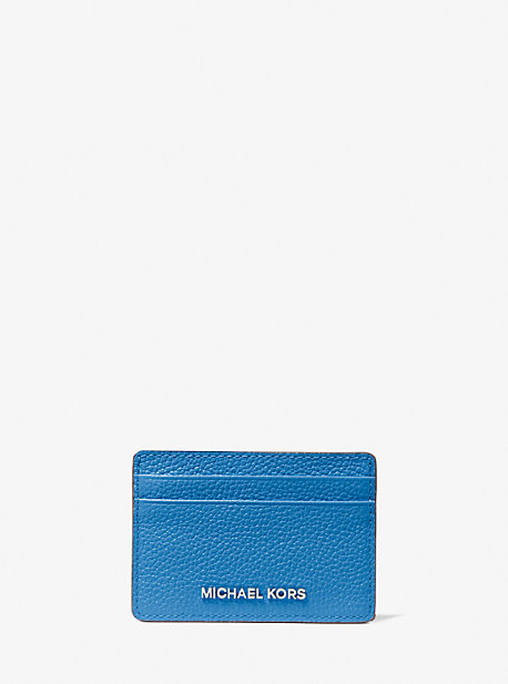 MK Pebbled Leather Card Case - Heritage Blue - Michael Kors