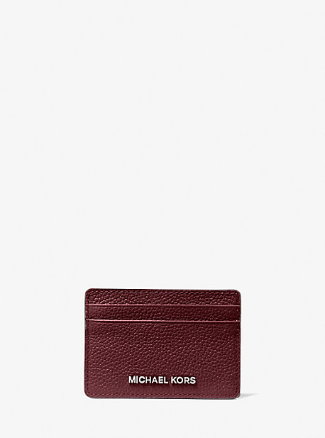 MK Pebbled Leather Card Case - Merlot - Michael Kors