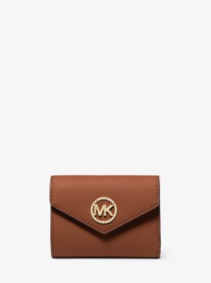 MK Carmen Medium Saffiano Leather Tri-Fold Envelope Wallet - Luggage Brown - Michael Kors product