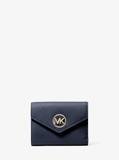 MK Carmen Medium Saffiano Leather Tri-Fold Envelope Wallet - Navy - Michael Kors