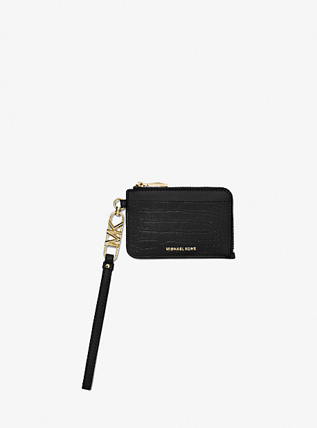 MK Crocodile Embossed Leather Card Case - Black - Michael Kors product