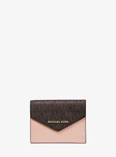 Portefeuille enveloppe en cuir de taille moyenne avec logo - BRUN/ROSE DOUX(MARRON) - Michael Kors