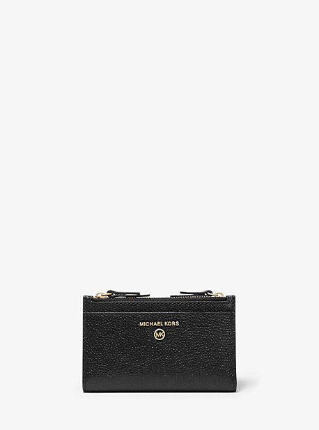 Petit porte-cartes en cuir grainé avec fermeture éclair double - NOIR(NOIR) - Michael Kors
