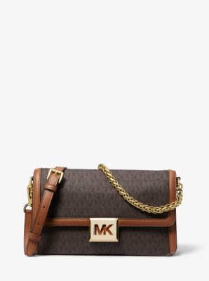 Michael Kors Sonia Medium Logo And Faux Leather Convertible Shoulder Bag In Brown