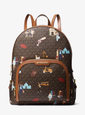 Michael Kors Jaycee Large Jet Set Girls Logo Backpack In Brown