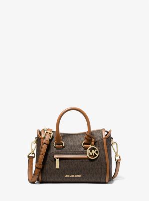 Michael Kors Carine Extra-small Logo Satchel In Brown