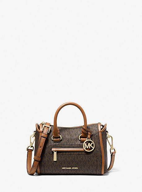 Michael Kors Carine Extra-small Logo Satchel In Brown